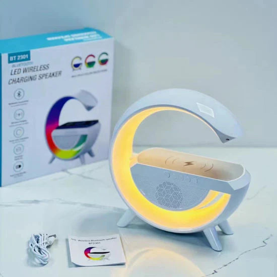 G SHAPED Led Wireless Charger Speaker