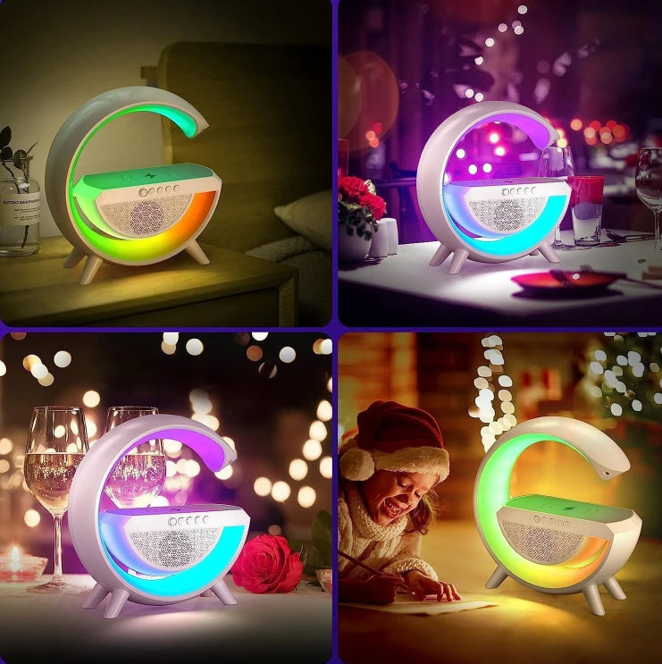 G SHAPED Led Wireless Charger Speaker