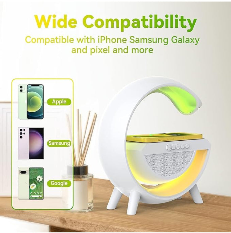 G SHAPED Led Wireless Charger Speaker