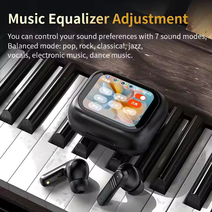 2025 New LX-10 Smart LCD Touch Screen Wireless Earphones Noise Cancelling Sport HiFi Earbuds Headset Fast Charging ANC Earphones