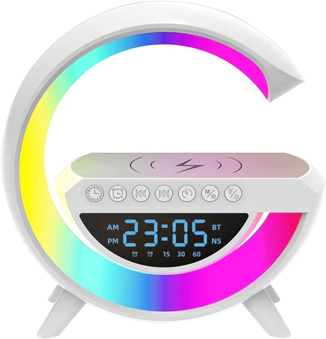 G SHAPED Led Wireless Charger Speaker