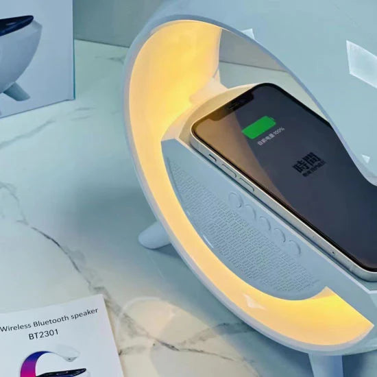 G SHAPED Led Wireless Charger Speaker