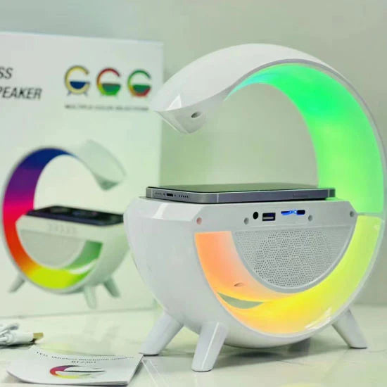 G SHAPED Led Wireless Charger Speaker